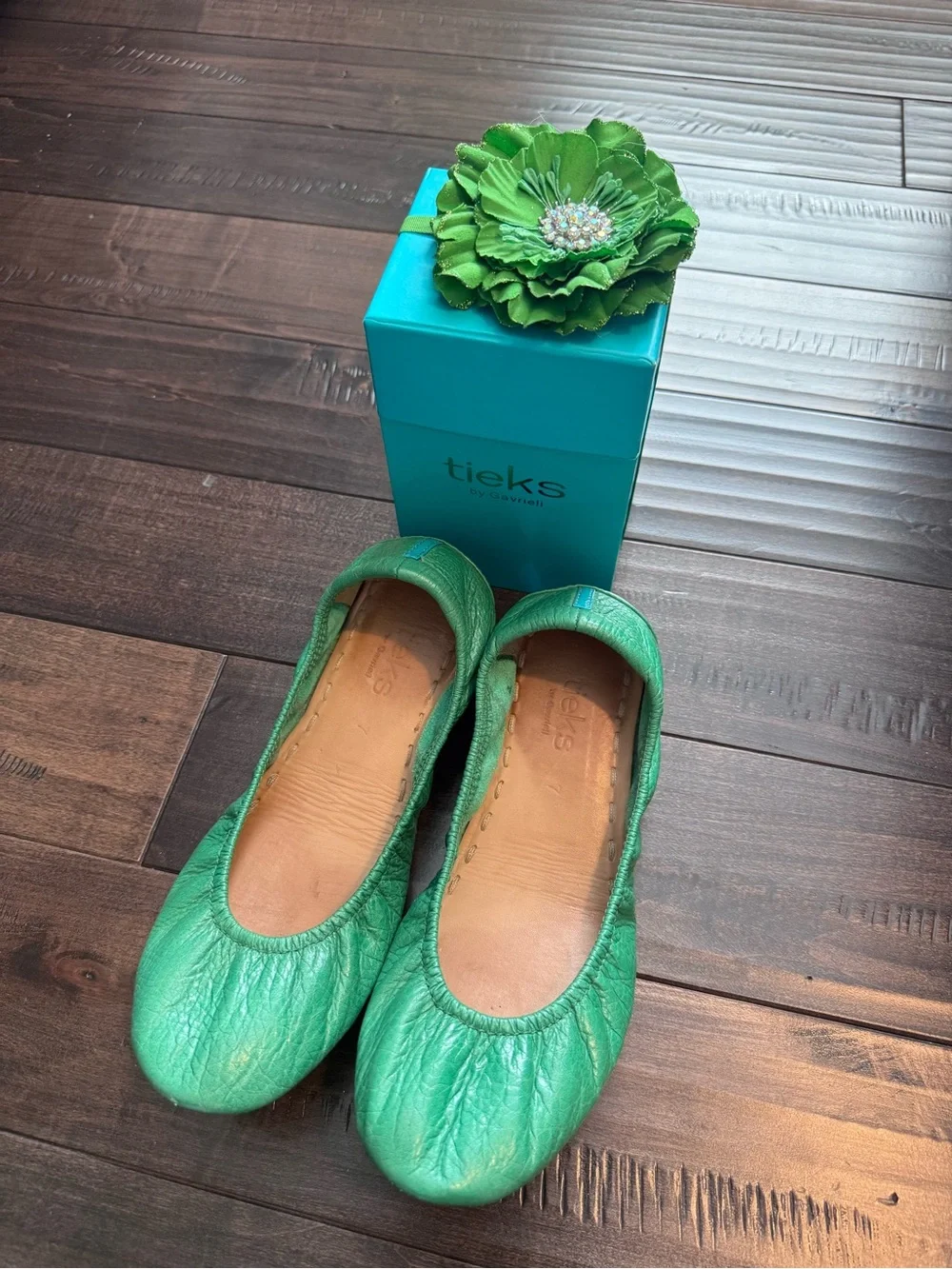 Tieks CloverGreen Leather Foldable Ballet Flats